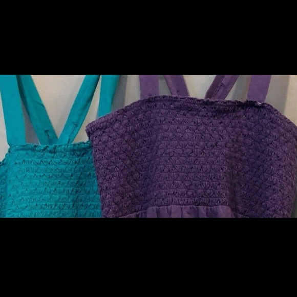 Set of 2 TIE DYE Smocked Girls Sundresses PURPLE AQUA Sisters Twins Sizes 8 10 - Picture 12 of 12